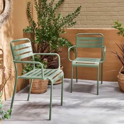 Cadeira de jardim bistrô em aço, set de 2