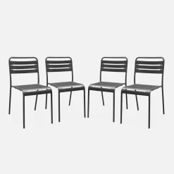Cadeira de jardim bistrô em aço, set de 4