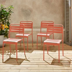 Cadeira de jardim bistrô em aço, set de 4