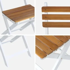 Cadeira de jardim dobrável de acácia, set de 4