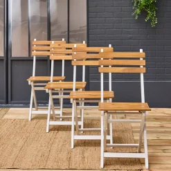 Cadeira de jardim dobrável de acácia, set de 4