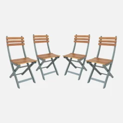 Cadeira de jardim dobrável de acácia, set de 4