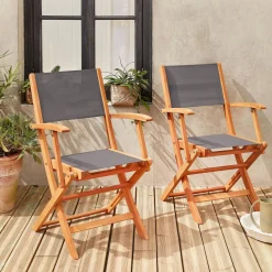 Cadeira de jardim dobrável em madeira, set de 2
