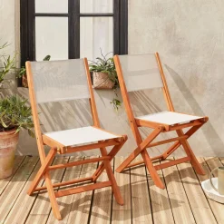 Cadeira de jardim dobrável em madeira, set de 2