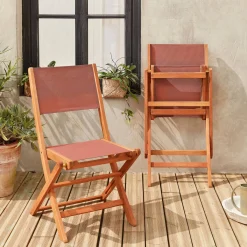 Cadeira de jardim dobrável em madeira, set de 2