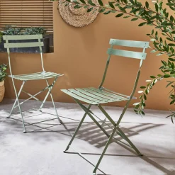 Cadeira de jardim dobrável em metal, set de 2