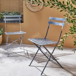 Cadeira de jardim dobrável em metal, set de 2