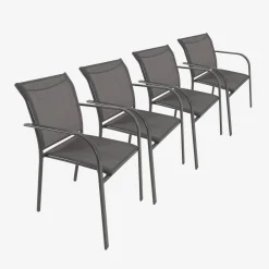 Cadeira de jardim em alumínio e textileno, set de 4