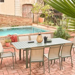 Cadeira de jardim empilháveis de alumínio e texilene, set de 2