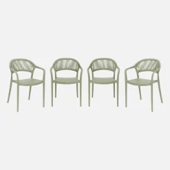 Cadeira de jardim empilhável com efeito de corda, set de 4