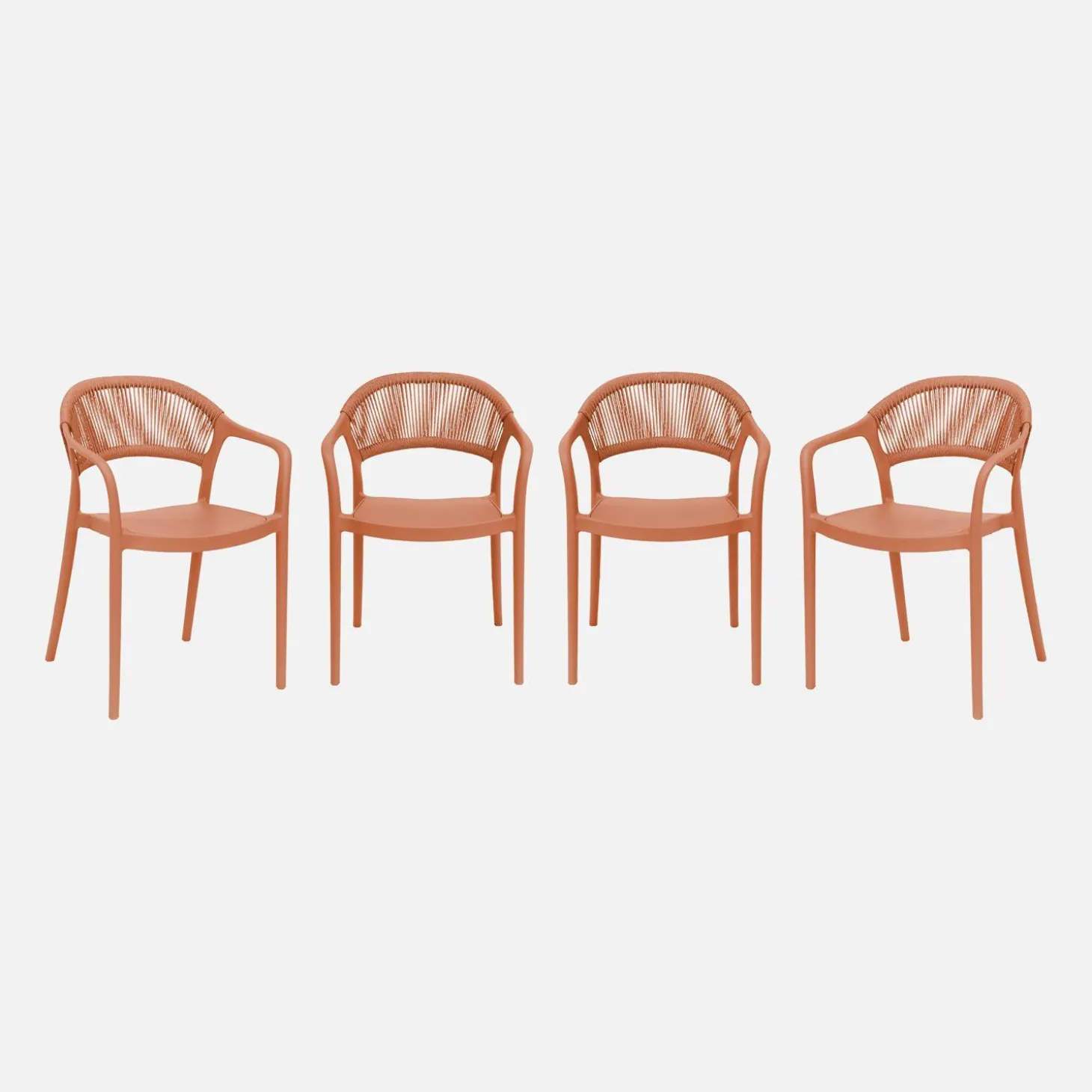 Cadeira de jardim empilhável com efeito de corda, set de 4