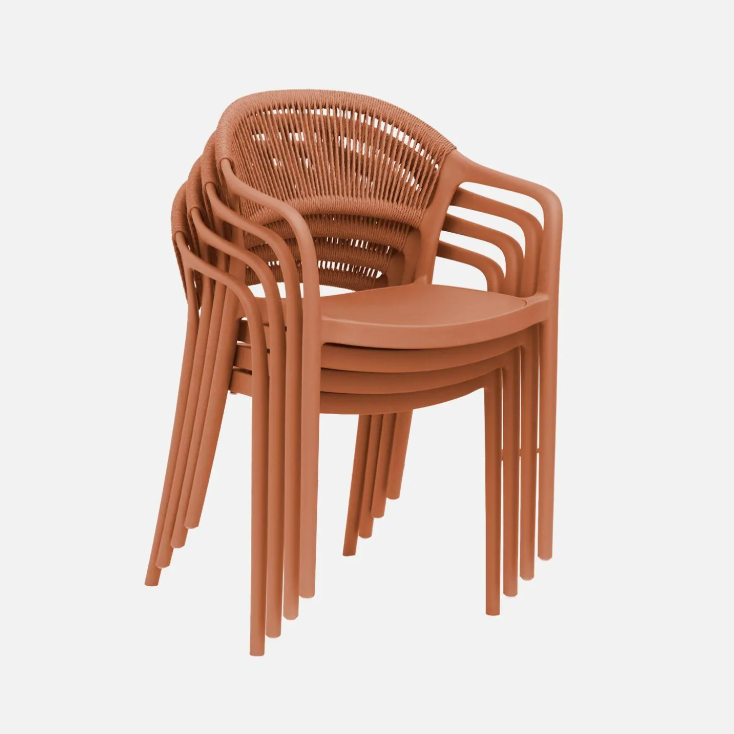 Cadeira de jardim empilhável com efeito de corda, set de 4