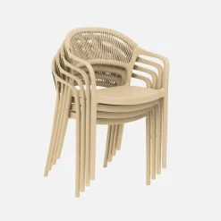 Cadeira de jardim empilhável com efeito de corda, set de 4