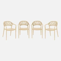 Cadeira de jardim empilhável com efeito de corda, set de 4
