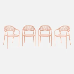Cadeira de jardim empilhável com efeito de corda, set de 4