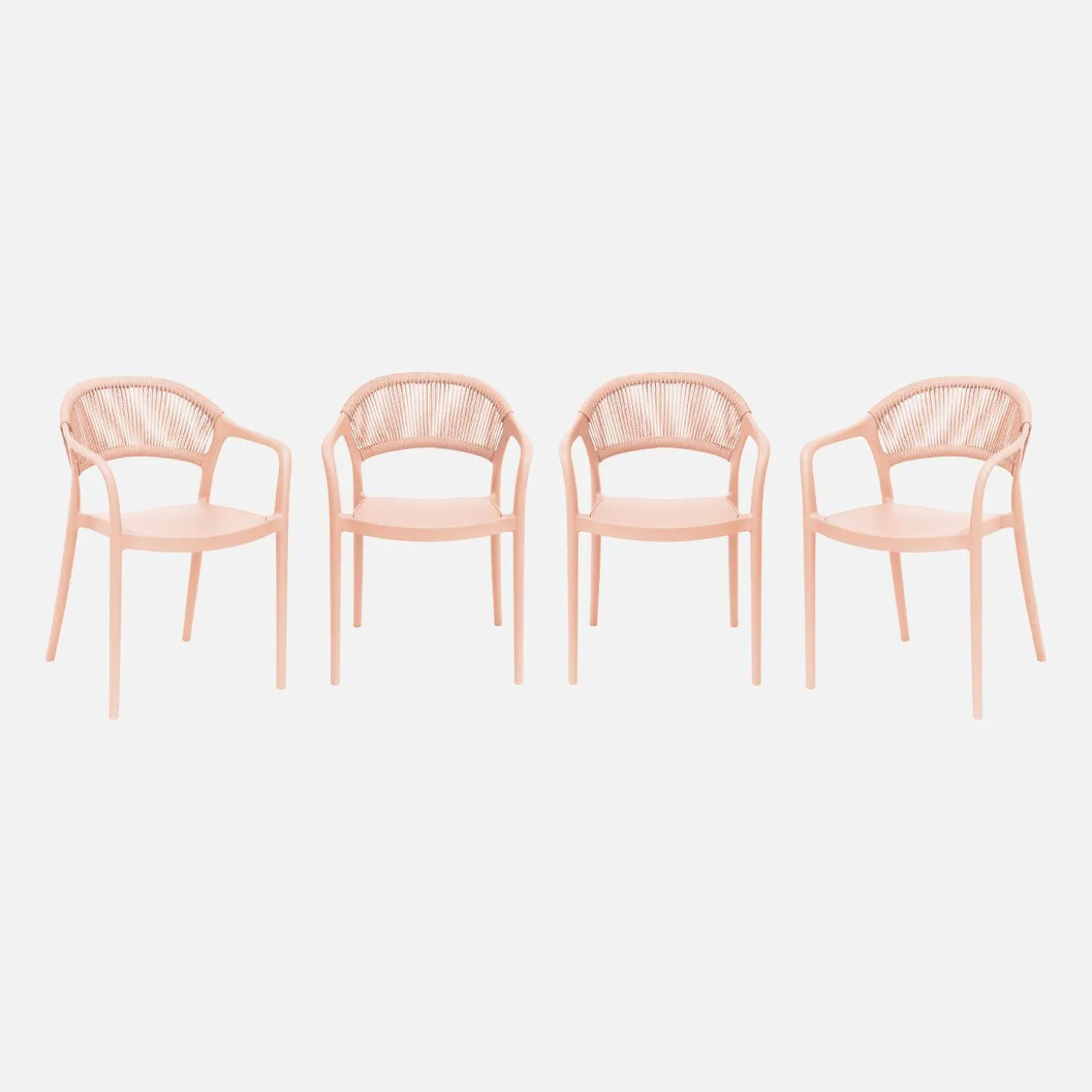 Cadeira de jardim empilhável com efeito de corda, set de 4