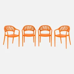 Cadeira de jardim empilhável com efeito de corda, set de 4
