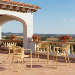 Cadeira de jardim empilhável com efeito de corda, set de 4