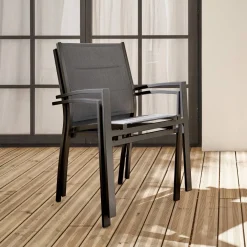 Cadeira de jardim empilhável em alumínio, set de 2