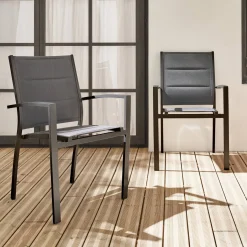 Cadeira de jardim empilhável em alumínio, set de 2