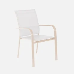 Cadeira de jardim empilhável em alumínio e textilene, set de 2