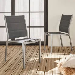 Cadeira de jardim empilhável em alumínio, set de 2