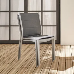 Cadeira de jardim empilhável em alumínio, set de 2