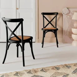 Cadeira estilo bistrô em madeira, set de 2