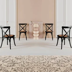 Cadeira estilo bistrô em madeira, set de 4