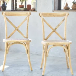Cadeira estilo bistrô em madeira, set de 2