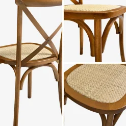 Cadeira estilo bistrô em madeira, set de 2