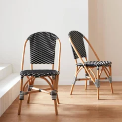 Cadeira estilo bistrô revestida em rattan, set de 2