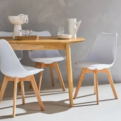 Cadeira estilo escandinavo com pés em madeira de faia, set de 6