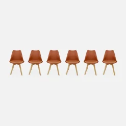 Cadeira estilo escandinavo com pés em madeira de faia, set de 6