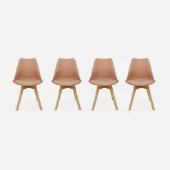 Cadeira estilo escandinavo com pés em madeira de faia, set de 4