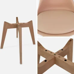 Cadeira estilo escandinavo com pés em madeira de faia, set de 4