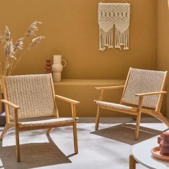 Cadeira reclináveis em madeira e resina, set de 2