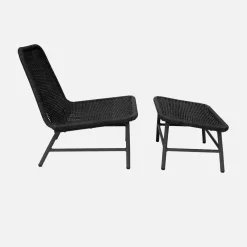 Cadeira reclinável em alumínio e corda com apoio para os pés