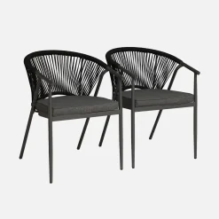 Cadeiras de jardim empilhável em aço e corda, set de 2