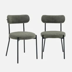 Cadeiras em tecido chenille com estrutura em metal, set de 2