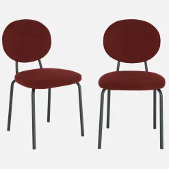 Cadeira vintage de metal revestida em tecido, set de 2