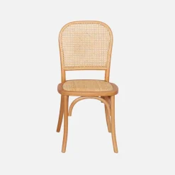 Cadeira vintage em madeira e revestida em rattan, set de 4