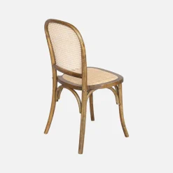 Cadeira vintage em madeira e revestida em rattan, set de 4
