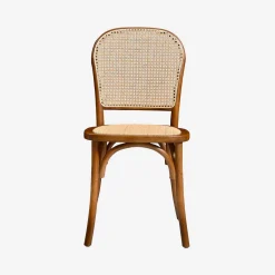 Cadeira vintage em madeira e revestida em rattan, set de 4