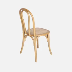 Cadeira vintage em madeira e revestida em rattan, set de 4