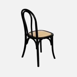 Cadeira vintage em madeira e revestida em rattan, set de 4