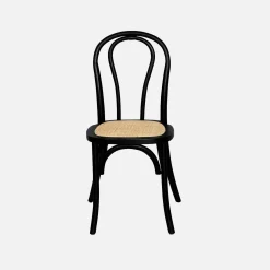 Cadeira vintage em madeira e revestida em rattan, set de 4