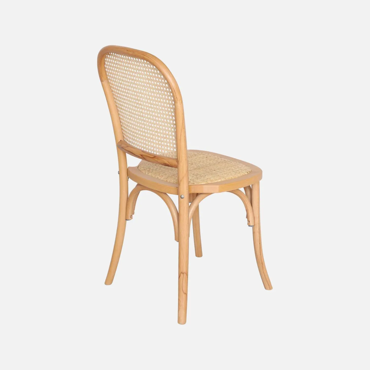 Cadeira vintage em madeira e revestida em rattan, set de 2