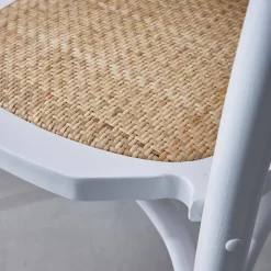 Cadeira vintage em madeira e revestida em rattan, set de 2