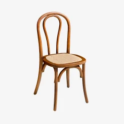 Cadeira vintage em madeira e revestida em rattan, set de 4